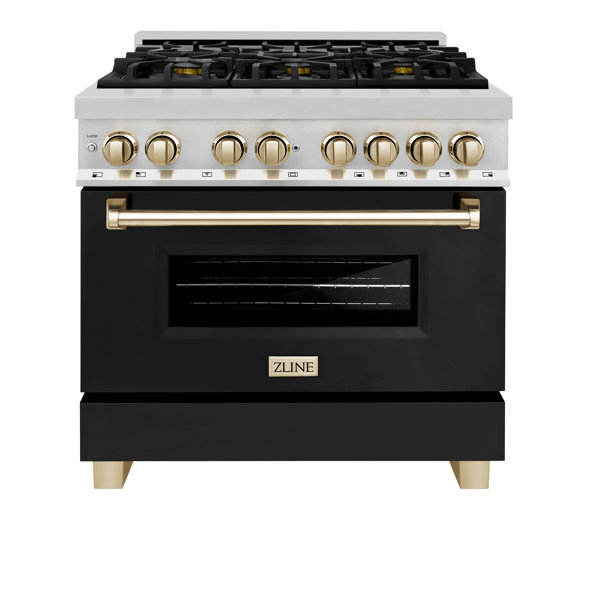 Zline SDRZ-48-MB Autograph Edition Paramount Series 47 7/8 Inch 6.7 Cu. Ft. Dual Fuel Range With 8 Burner Gas Cooktop And Electric Convection Double Oven Stainless Steel Matte Black